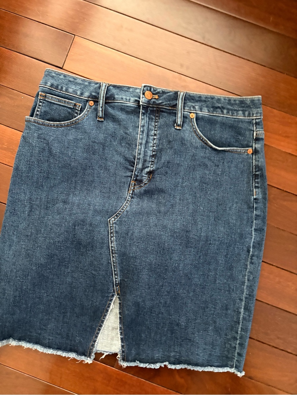 Madewell Blue Denim Skirt with Label Detail